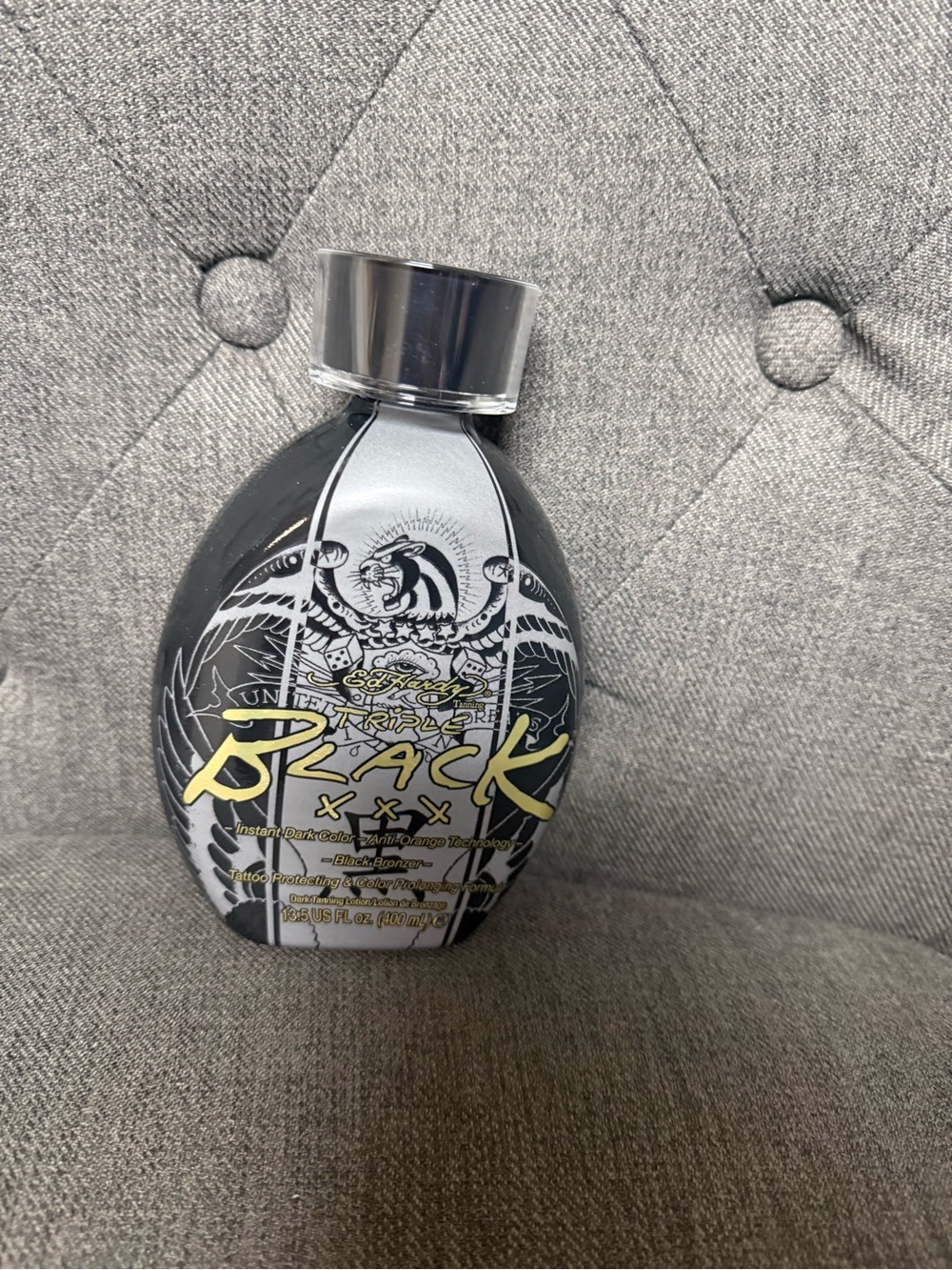 Ed Hardy Black Instant Dark Tanning Lotion in Black and Silver